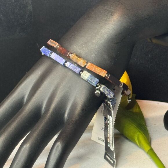 Express Stretch Brown Marbled Genuine Stone Bracelet - Picture 9 of 11